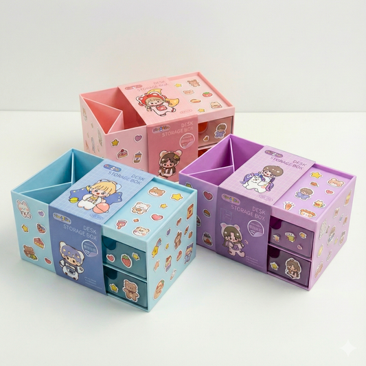PikaBox – Compact Pastel Desktop Organizer with Drawers