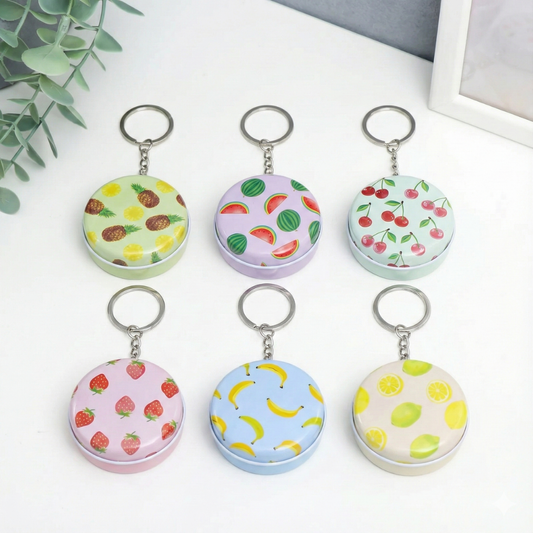 Fruit Round Mini Metal Tin Box Keychain
