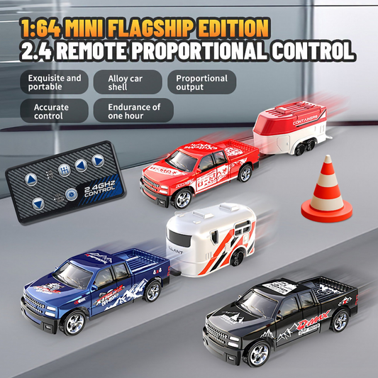Mini Remote Control Alloy 1:64 RC Truck with Detachable Trailer