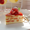 Cute Strawberry Cake Keychain | Kawaii Layered Pastry Bag Charm & Key Ring