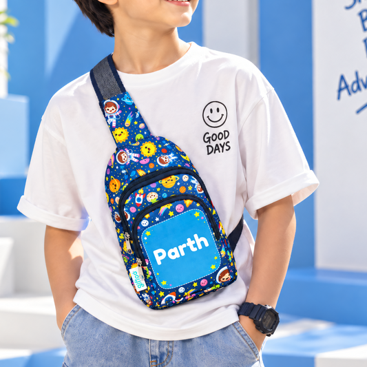 Kid's Multi-Theme Personalized With Name Crossbody Sling Bag/Chest Bag For Kids