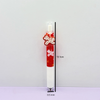 A detailed side view of a single red and white clicker pen indicating dimensions of thirteen point one centimeters long and zero point seven centimeters wide
