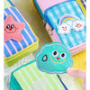 Good Luck Aesthetic Grid Contrasting Color Small Pouch with Detachable Patch | Soft Handle