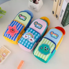 Good Luck Aesthetic Grid Contrasting Color Small Pouch with Detachable Patch | Soft Handle