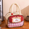Cute Cartoon Thermal Insulated Lunch Bag With Front Pocket | Portable Canvas Picnic Tote for Kids & Adults