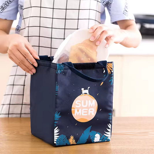 Cute Unicorn & Summer Cat Thermal Insulated Lunch Bag  | Portable Canvas Picnic Tote