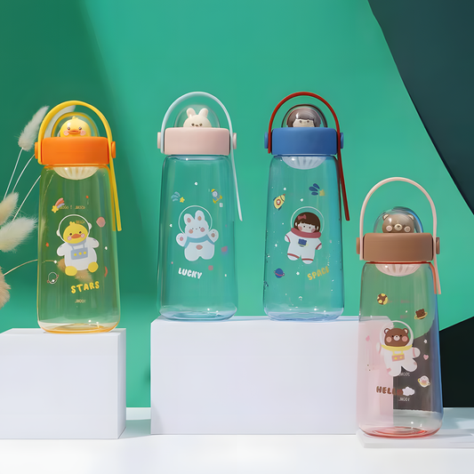 600ml Kawaii 3D Dome Water Bottle Sipper with Handle