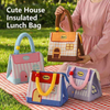Cute House Cartoon Thermal Insulated Lunch Bag | Portable Canvas Picnic Tote for Kids