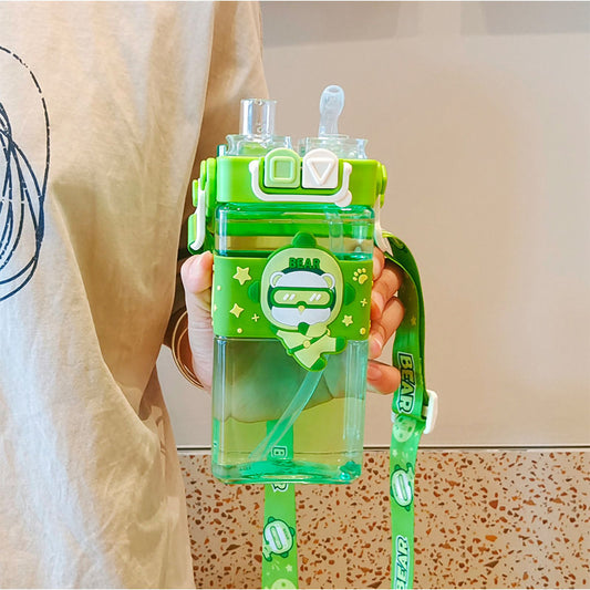 Cool Bear 520ml Double Spout & Straw Bottle
