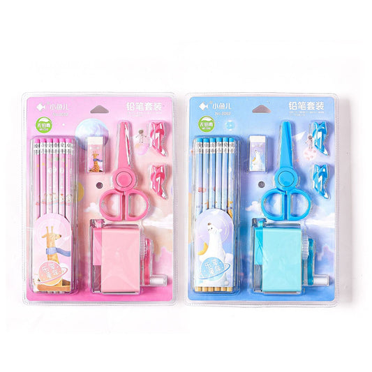 All-in-One Stationery Set with 6 Pretty Pencils + Manual Sharpener & More