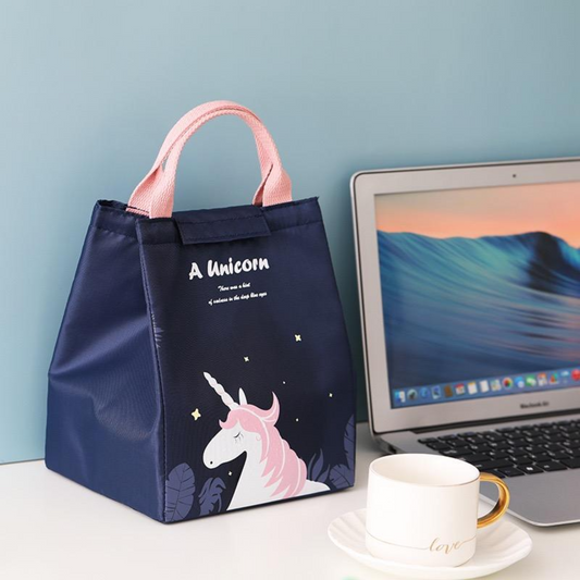 Cute Unicorn & Summer Cat Thermal Insulated Lunch Bag  | Portable Canvas Picnic Tote