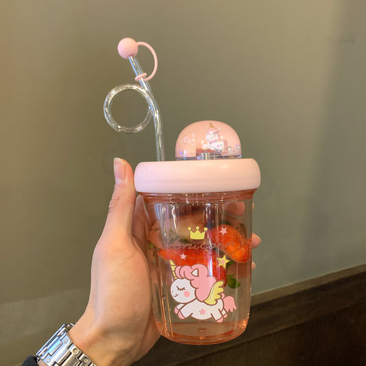 3D Dome 390ml Kids Sipper Cup | Tumbler with Curly Straw