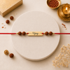 Handcrafted Name-Engraved Rakhi with Rudraksha Beads & Red Thread