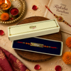 Handcrafted Name-Engraved Rakhi with Rudraksha Beads & Red Thread