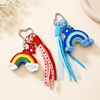 Handmade Crochet Rainbow Keychain | Aesthetic Keychain Charm with Ribbon Lanyard