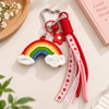 Handmade Crochet Rainbow Keychain | Aesthetic Keychain Charm with Ribbon Lanyard