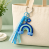 Handmade Crochet Rainbow Keychain | Aesthetic Keychain Charm with Ribbon Lanyard