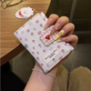Handmade Floral Print Trifold Wallet | Compact Mini Fabric Purse with Heart Clasp & Lanyard