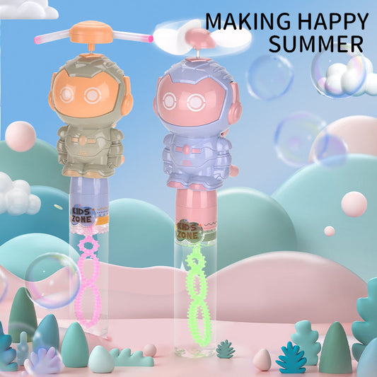 Robot Shape Hand Fan & Bubble Blowing Wand