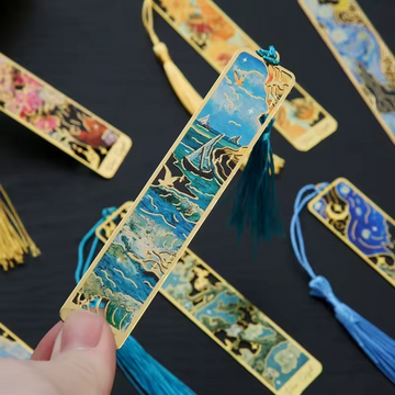 Vintage Art Metal Bookmark | Van Gogh & Monet Hollow Brass Bookmark with Tassel