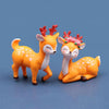 Cute Miniature Sika Deer Figurines Set
