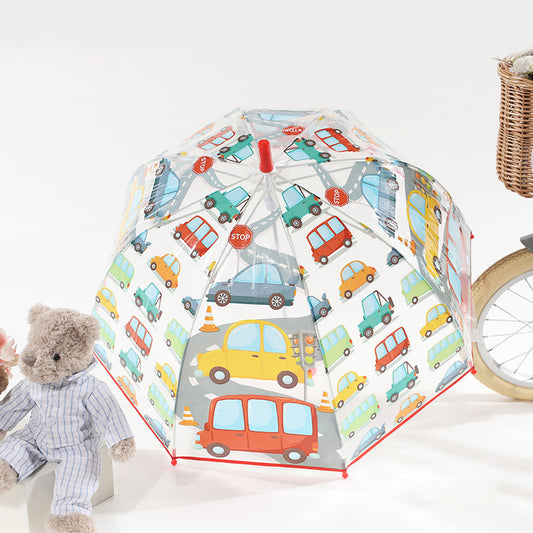 Fun Car-Themed Transparent Umbrella