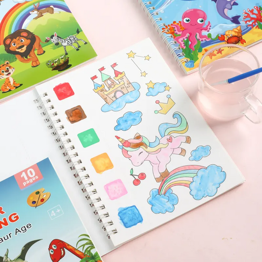 Doodle & Dream: 10 Pages Spiral Coloring Book + Brush