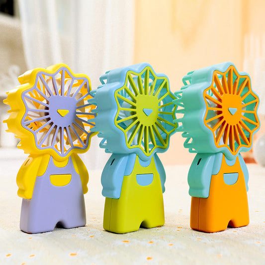 Cartoon Handheld Fan – USB Rechargeable & Portable