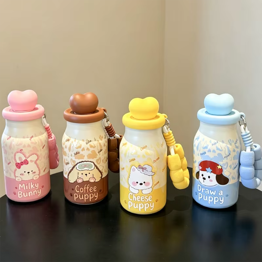 Fun Character School Vacuum Cup with Easy-Carry Beaded Strap 400ml
