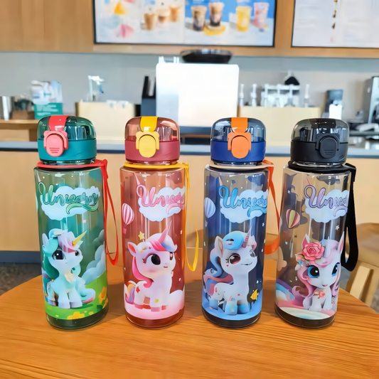 Magical Unicorn Transparent Water Bottle Sipper - 700ml