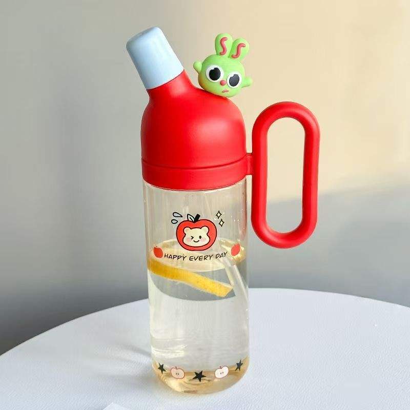 Large capacity summer water bottle with straw for girls and kids