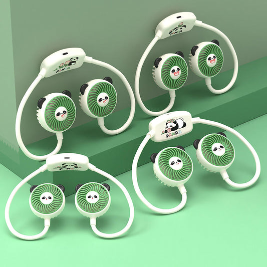 Adorable Panda Wearable Dual Head Neck Fan