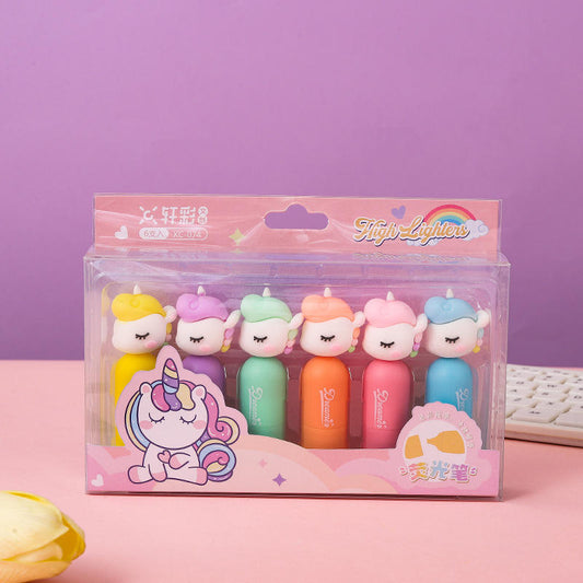 6-in-1 Unicorn Highlighters | Colorful Notes, Happy Vibes