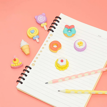 Cute 3D Sweet Dessert & Ice Cream Eraser Set | Cute Non-Toxic Rubber Erasers for Return Gifts