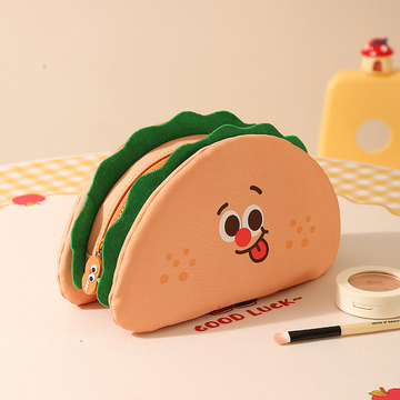 Adorable Cartoon Half Burger Makeup Pouch | Soft Storage Pouch