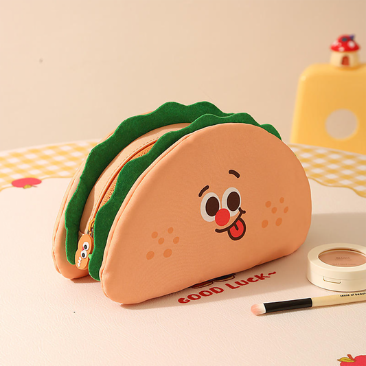 Adorable Cartoon Half Burger Makeup Pouch | Soft Storage Pouch