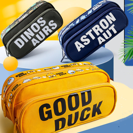 Extra Large Cartoon Pencil Case – Double-Layer Storage Magic
