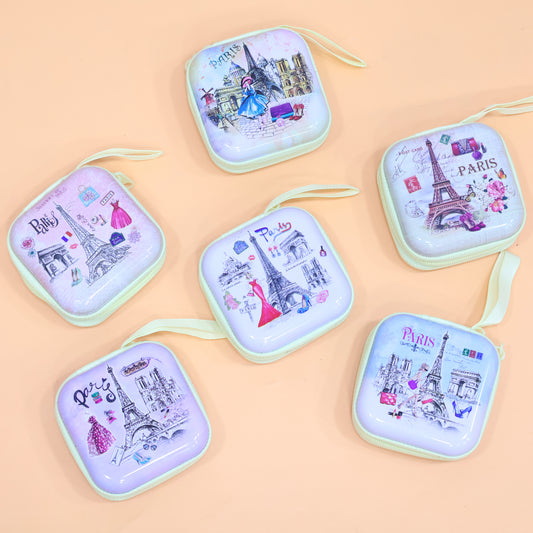 Paris-Themed Mini Square Coin Pouch