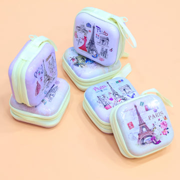 Paris-Themed Mini Square Coin Pouch