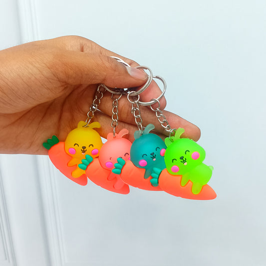 Cute Bunny With Carrot Keychain