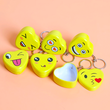 Mini Heart Smiley Tin Box keychain