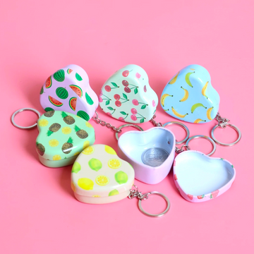 Fruit-Themed Heart Mini Tin Box Keychain