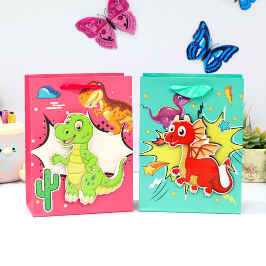 Roaring T-Rex & Dragon 3D Goodie Paper Gift Bags