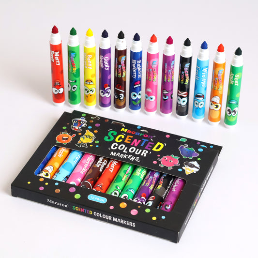 Pack of 12pcs Macaron Scented Markers | Smooth, Fun & Fragrant