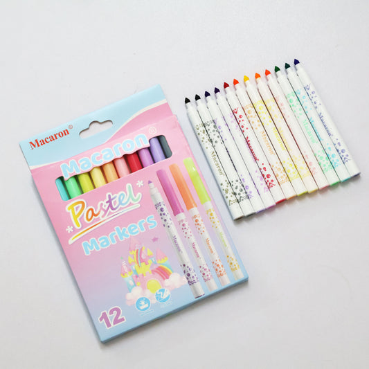 Macaron Pastel Markers | Smooth, Soft & Stylish – Set of 12
