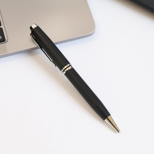 Personalized Silver-Touched Black Pen - Corporate & Personal Gift