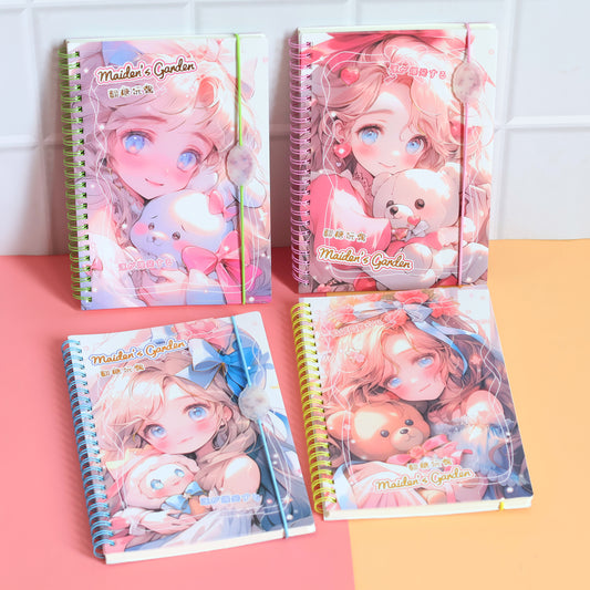 Anime Girl Teddy & Bunny: Spiral Notebook