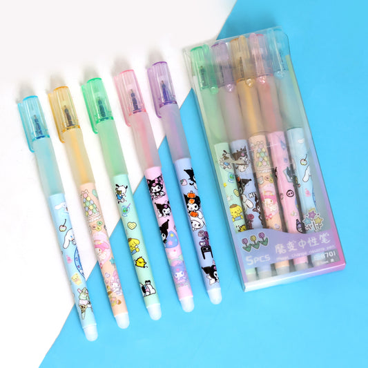Cartoon Erasable Gel Pen Pack of 5pcs