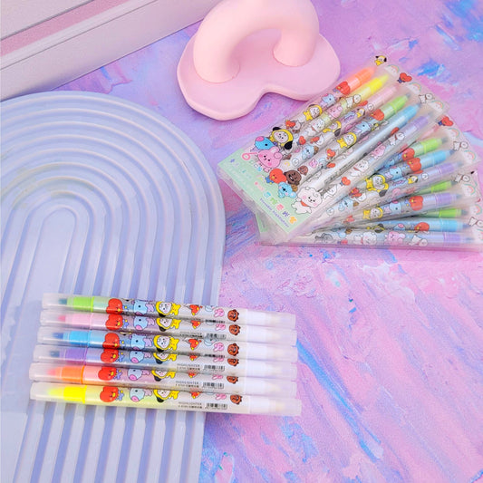 Kawaii Double-headed Highlighter Set of 6 Pcs