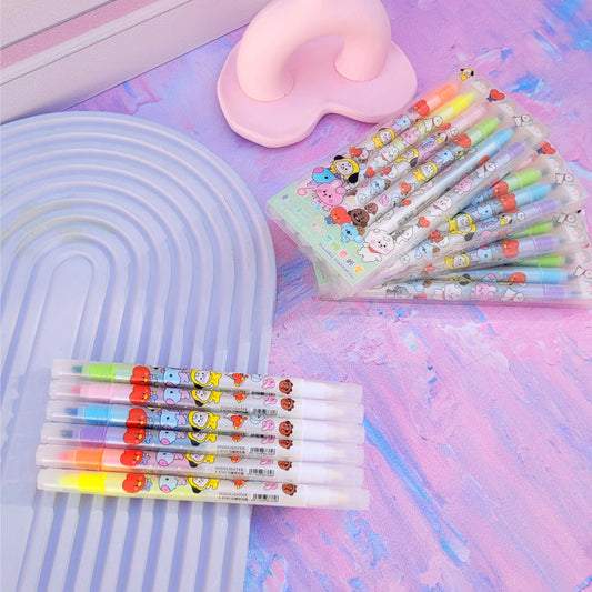 Kawaii Double-headed Colored Magic Highlighter Pen Pack of 6 Pcs